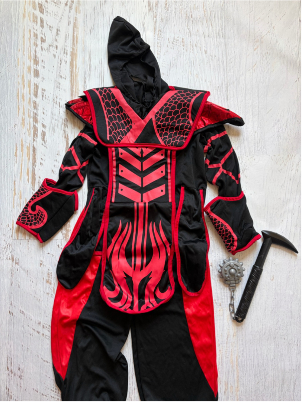 Boys Unbranded Ninja Warrior Costume One Size Black Red